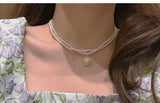 Vintage Baroque Palace Necklace Double Layer Pearl Chain Choker Choker Jewelry