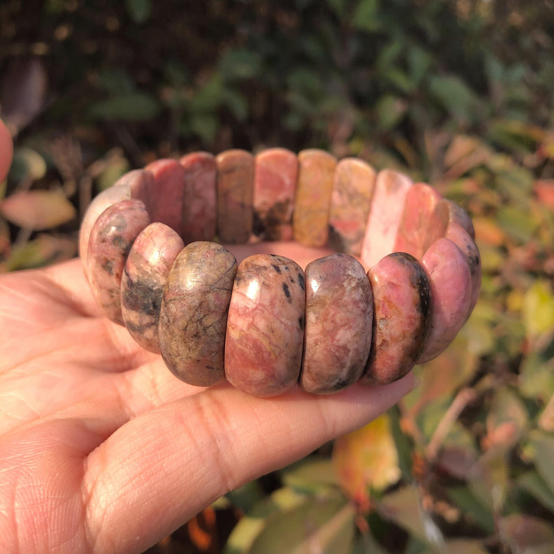 Natural Rhodonite Bracelet Crystal Healing Stone Women Jewelry Gift
