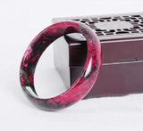 Natural Women Jade Bangle Bracelet Pink Black Flower Gemstone Real Jade