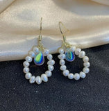 Crystal Freshwater Pearl Silver Dangle Earrings