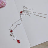Tian Guan Ci Fu Hair Forks Silver Butterfly Hairs Fork Long Butterflies Tassel