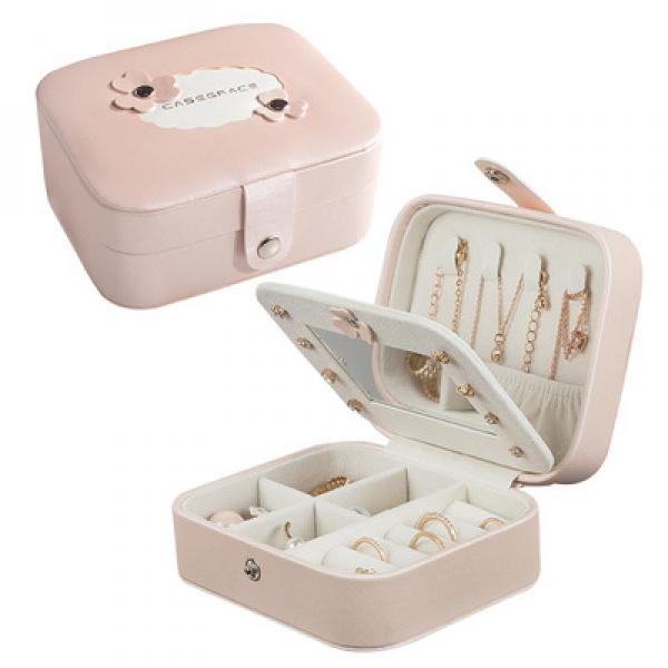 Plush PU Leather Jewelry Box with 2 Drawers