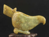 Antique Hand Carved Jade Dragon Cup Spoon Set