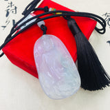 Ice Chalcedony Jade Guanyin Pendant Necklace