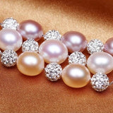 Crystal Ball Drop-shaped Natural Pearls 925 Sterling Silver Pendants