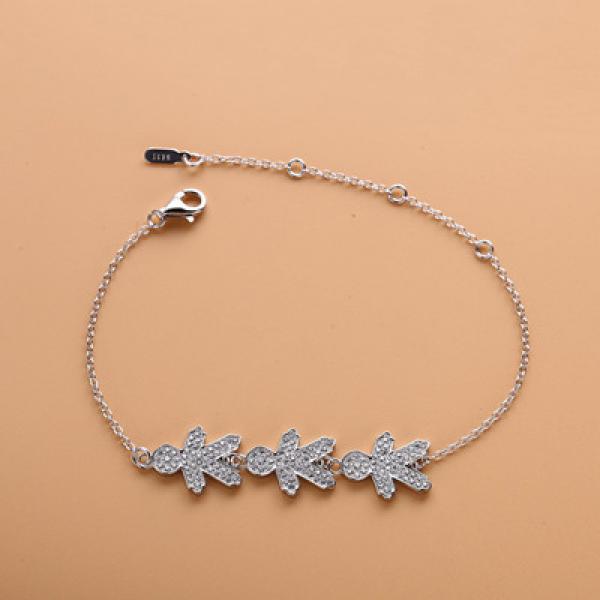 925 Silver Zircon Boy & Girl Chain Bracelets for Women Adjustable CZ Jewelry