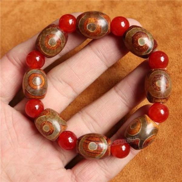 Natural Agate Chalcedony Dzi Bracelet Men's Women's Jewelry Gift
