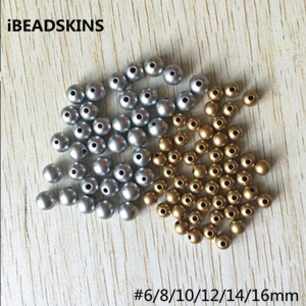 Metallic Acrylic Round Beads for Jewelry DIY - Silver/Gold