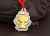 Natural A Jadeite Jade + 18K Solid Angel Blessing Amulet Pendant + Necklace