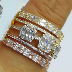 Big CZ Statement Rings Women Boho Beach Wedding Jewelry