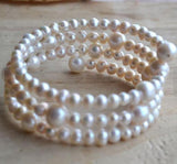 3-Row Freshwater Pearl Bracelet Wedding Bridesmaids Jewelry