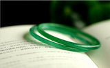 Brazil Natural Green Chalcedony Thin Strip Bracelet Fine Ice Jade CB02