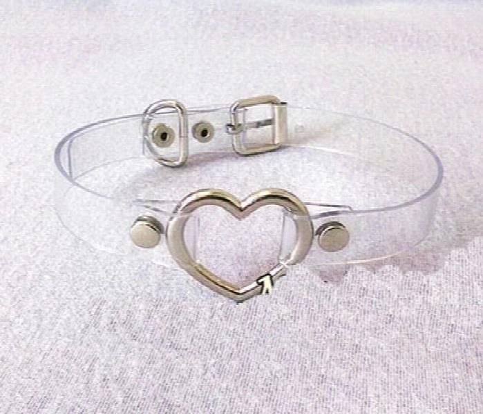 Harajuku Hot Dark O-round Rivet Necklaces Clear Leather Choker