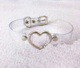 Harajuku Hot Dark O-round Rivet Necklaces Clear Leather Choker