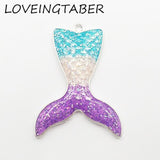 10pcs Silvery Fish Mermaid Tail Glitter Enamel Pendant Jewelry