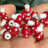 Red Mushroom Lampwork Glass Beads for DIY Jewelry Making Earring
