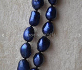 Navy Pearl Necklace 50 Inches Long 8x11mm Freshwater Pearls