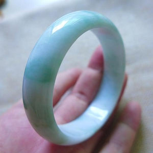 Zheru Jewelry Natural Burmese Light Emerald Bracelet 54-64mm