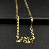 Stainless Steel Flat Chain Necklace Name Choker Pendant