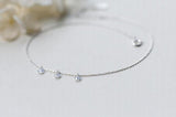 925 Sterling Silver Anklet Bracelet with Three Crystals
