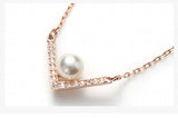 Natural Pearl V-shaped Crystals Necklace Pendant