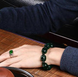 Natural Hetian Jade Dark Green Bracelet Men Women's Jewelry Gift