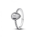 925 Silver Winter Zircon Heart Snowflake Ring Women's Jewelry