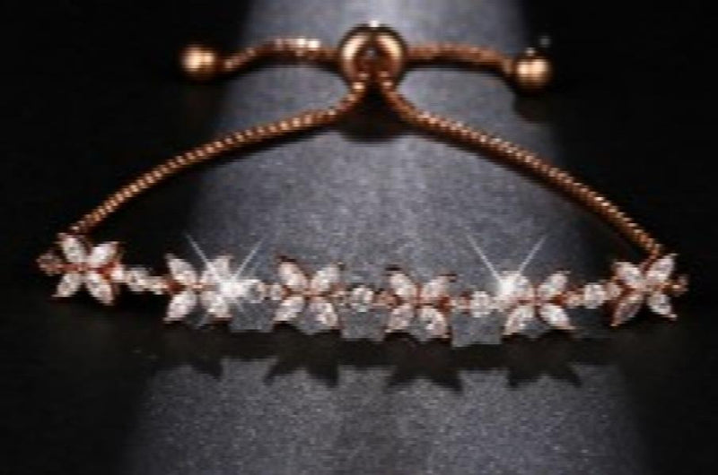 Romantic CZ Jewelry Leaf And Flower Cubic Zirconia Bridal Wedding Bracelets