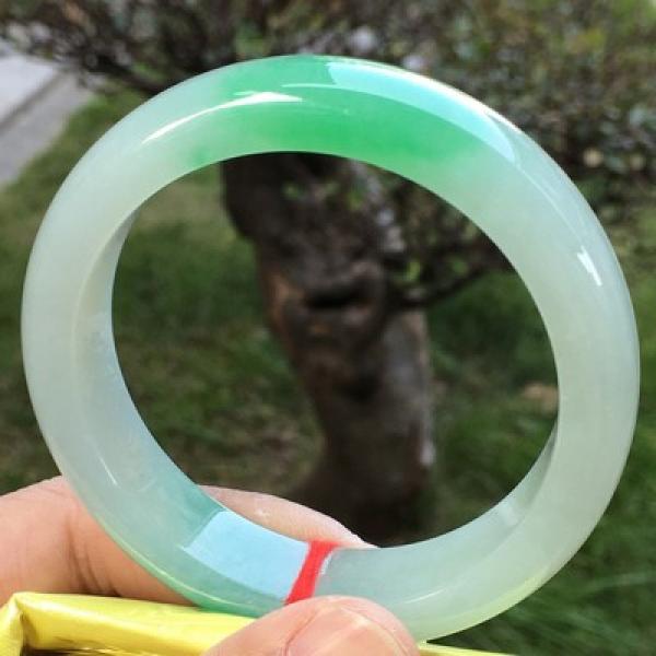 Natural Burmese Emerald Green Two-tone Bangle Princess Jewelry