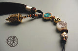 Nature Jade Bead Tassel Fan Pendant Bag Charms