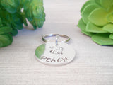 Small Cat Name Hand Stamped Stainless Steel Key Chain