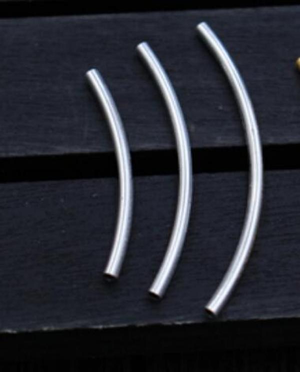 2pcs 925 Sterling Silver Bend Tube Beads 25-35mm DIY Jewelry Findings
