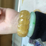 Yellow Jade Stone Beads Bracelet Gemstone Bangle for Women