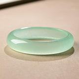 Zheru Jewelry Natural Myanmar Jade 54-64mm Light Green Bracelet