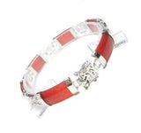 Red Jade 18KGP Fortune Luck Link Clasp Bracelet