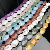 Natural Oval Faceted Agates Jades Amazonite Howlite Crystal Stone Beads