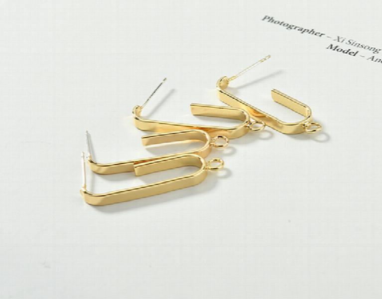 Copper Plated 14K Geometric Ear Stud DIY Material 2pcs