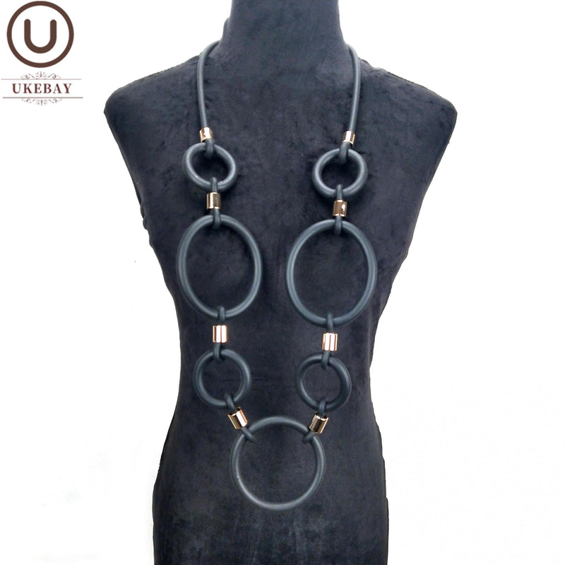 Rubber Jewelry Women Long Pendant Necklace Punk Style Clothes Accessories