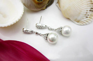 925 Silver Clear Crystal Drop Earrings Teardrop Bridal Wedding Jewelry