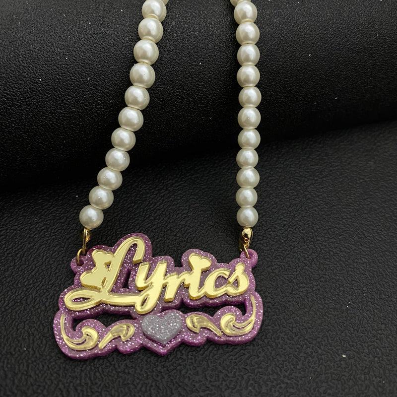 Pearl Name Necklace Acrylic Choker Pendant Jewelry
