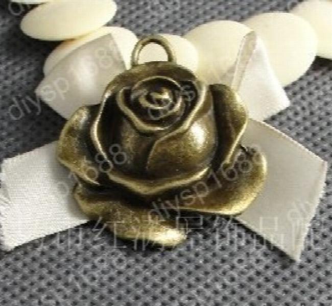 40pcs Antique Flower Shape Charms Pendants for Jewelry Making