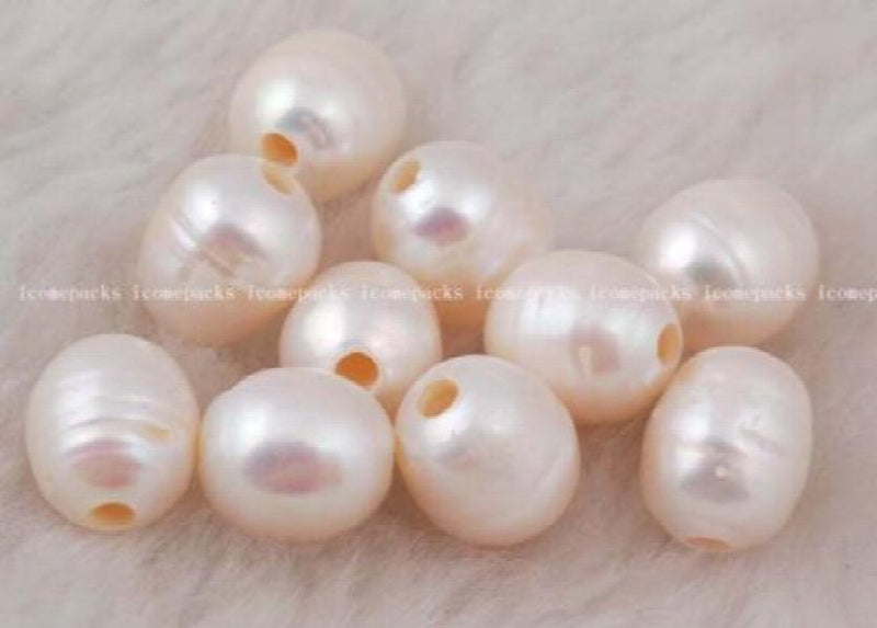 20pcs Freshwater Pearl Beads 9-11mm Nature Egg Big Hole