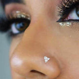 Stainless Steel Zircon Nose Studs Hooks Bar Pin Piercing Kit Body Jewelry