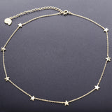 925 Silver Star Moon Pendant Necklace Romantic Dangle Chain Jewelry