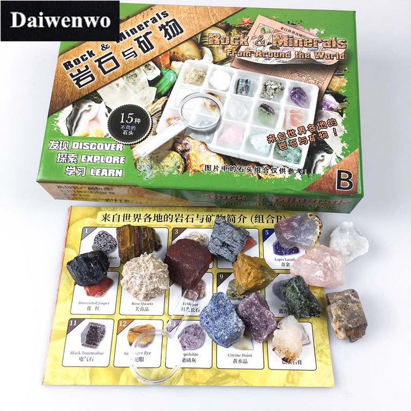 Mixed Rock Minerals Collection Set of 15 Pieces