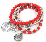 Stone Beads Bracelet with Peace, Heart, and Princess Charm