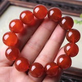 Zheru Jewelry Natural Agate Chalcedony Red Bead Bracelet
