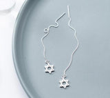 925 Silver Star of David Hebrew Shield Threader Earrings