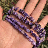 Natural Charoite Chips Oval Shape Beads DIY Bracelet Earring Crystal Quartz