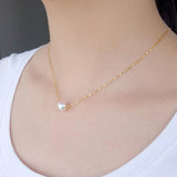 925 Silver Round Freshwater Pearl Pendant Necklace for Women